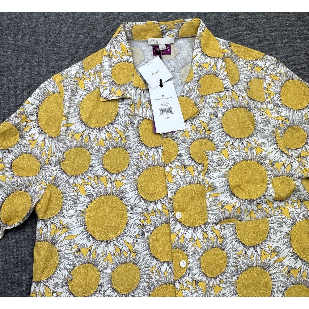 Onia x Liberty Fabric Short Sleeve Sunflower Vacation Button Front Shirt Sz M